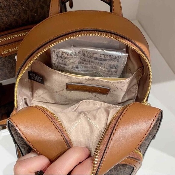 MICHAEL KORS JAYCEE XS Mini Convertible Brown Logo Canvas Backpack NWT $398 main image 10